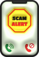 3D illustration, alert phone and virus, spam pop-up warning. png