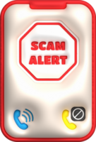 3D illustration, alert phone and virus, spam pop-up warning. png