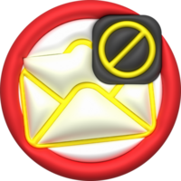 3d illustration, button, alert email and virus, spam email popup warning. png