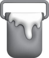 3D illustration of a paint bucket with paint smeared on the edge of the bucket png