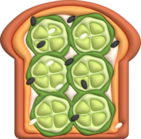 Matin sandwich 3d illustration en bonne santé repas avec griller, Frais des légumes et sauce. png