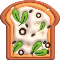 manhã sanduíche 3d ilustração saudável Comida com brinde, fresco legumes e molhos. png