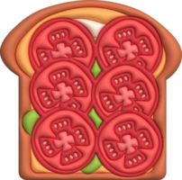 morgon- smörgås 3d illustration friska mat med rostat bröd, färsk grönsaker och såser, tomater png