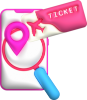 3d illustration Find a place to check in a plane ticket in a mobile phone png