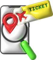 3d illustration Find a place to check in a plane ticket in a mobile phone png