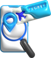 3d illustration Find a place to check in a plane ticket in a mobile phone png