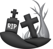 3D illustration. Grave for Halloween. RIP. Ancient grave. Halloween elements for design. png