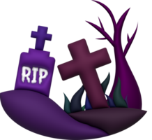 3D illustration. Grave for Halloween. RIP. Ancient grave. Halloween elements for design. png