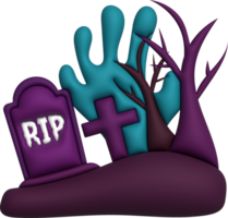 3D illustration. Grave for Halloween. RIP. Ancient grave. Halloween elements for design. png