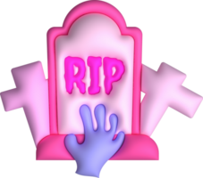 3D illustration. Grave for Halloween. RIP. Ancient grave. Halloween elements for design. png