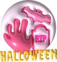 3D illustration. Hand rising from the grave icon for Halloween, bat. Halloween elements for design. png