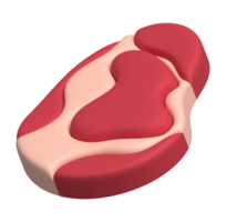 3d illustratie. vers plakjes of vlees. het marmeren van varkensvlees of rundvlees lende voor steak. png