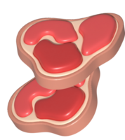 3d illustratie. vers plakjes of vlees. het marmeren van varkensvlees of rundvlees lende voor steak. png