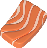 3D illustration, thick slices of raw salmon of fresh sashimi or trout sashimi png