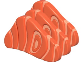 3D illustration, thick slices of raw salmon of fresh sashimi or trout sashimi png