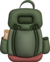 3d illustration travel bag backpack camp backpacking with camping hiking travel equipment. png