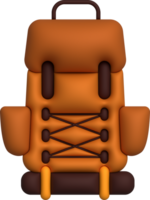 3d illustration travel bag backpack camp backpacking with camping hiking travel equipment. png