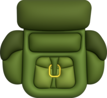 3d ilustração viagem saco mochila acampamento mochilão com acampamento caminhada viagem equipamento. png