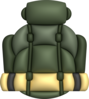 3d illustration travel bag backpack camp backpacking with camping hiking travel equipment. png