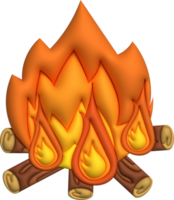 3d illustration. Campfire, fireplace. Travel and adventure symbol, bonfire or wood fire png