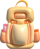 3d illustration travel bag backpack camp backpacking with camping hiking travel equipment. png