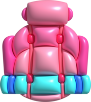 3d illustration travel bag backpack camp backpacking with camping hiking travel equipment. png