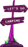 3d illustratie kamp houten wijzer voor camping en buitenshuis reizen expeditie. png