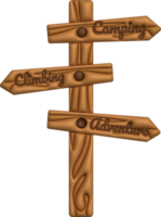 3D illustration camp wooden pointer for camping and outdoor travel expedition. png