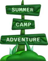 3D illustration camp wooden pointer for camping and outdoor travel expedition. png