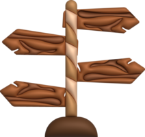 3D illustration camp wooden pointer for camping and outdoor travel expedition. png