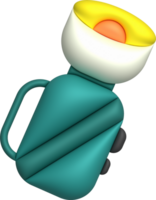3d illustration flashlight with a bright beam. Electric lamp battery powered. Pocket flashlight png