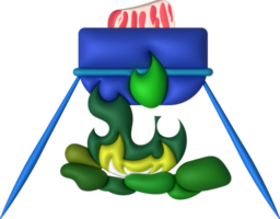 3d illustrazione. campeggio stufa cucinando pentola. su un' a legna fuoco. png