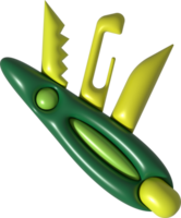 3d illustrazione pieghevole coltello campeggio, compatto spedizione coltello. temperino multi attrezzo. png