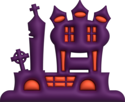 3d illustratie. halloween kasteel. met graf png