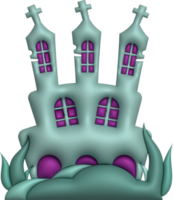 3D illustration. Halloween castle. with grave png