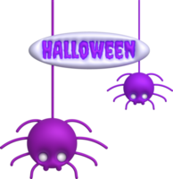 3d illustratie. halloween spinnen en spinnenwebben. png