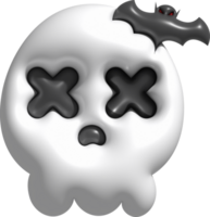 3D illustration. Face of a devil skull and bats for Halloween. png