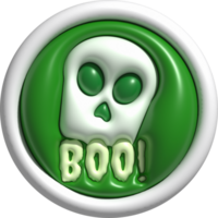 3d illustration, devil skull face icon button and boo letter on halloween png