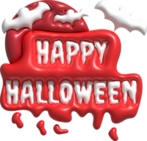 3D illustration. Happy Halloween text. and full moon and bats png