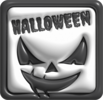 3d illustration, devil pumpkins face icon button for halloween and halloween text. png