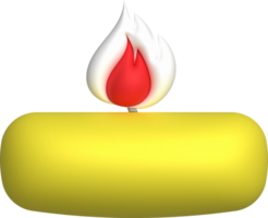 3d icon. Burning candle melting and burning flame. png