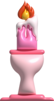 3d icon. Burning candle melting and burning flame. png