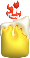 3d Symbol. Verbrennung Kerze schmelzen und Verbrennung Flamme. png