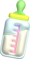 3D icon. Baby feeding bottle. Nutrition in plastic container for newborn baby. png