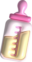 3D icon. Baby feeding bottle. Nutrition in plastic container for newborn baby. png