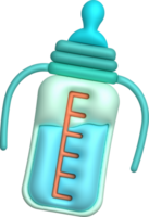 3D icon. Baby feeding bottle. Nutrition in plastic container for newborn baby. png