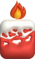 3d icon. Burning candle melting and burning flame. png