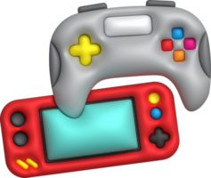 3d icono palanca de mando gamepad juego consola o juego controlador con monitor pantalla computadora juego. minimalista dibujos animados estilo png