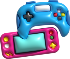 3d icono palanca de mando gamepad juego consola o juego controlador con monitor pantalla computadora juego. minimalista dibujos animados estilo png