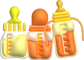 3D icon. Baby feeding bottle. Nutrition in plastic container for newborn baby. png